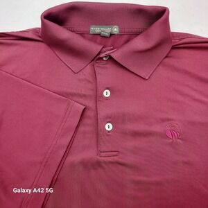Peter Millar Summer Comfort Mens Large Burgundy Polo Shirt MF16EK01 Maroon Golf